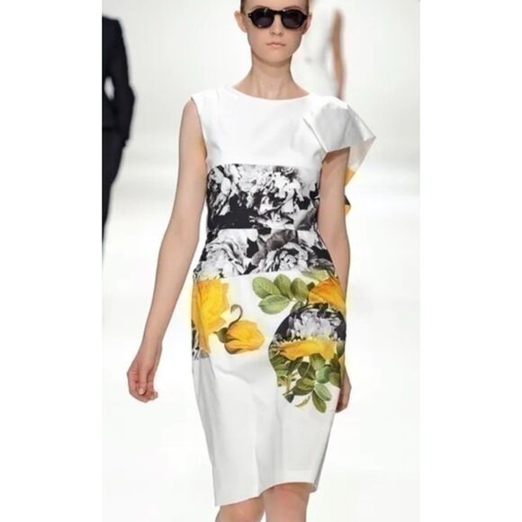 Dries Van Noten White Floral A Line Midi Dress   Women's Size Small - Picture 1 of 8